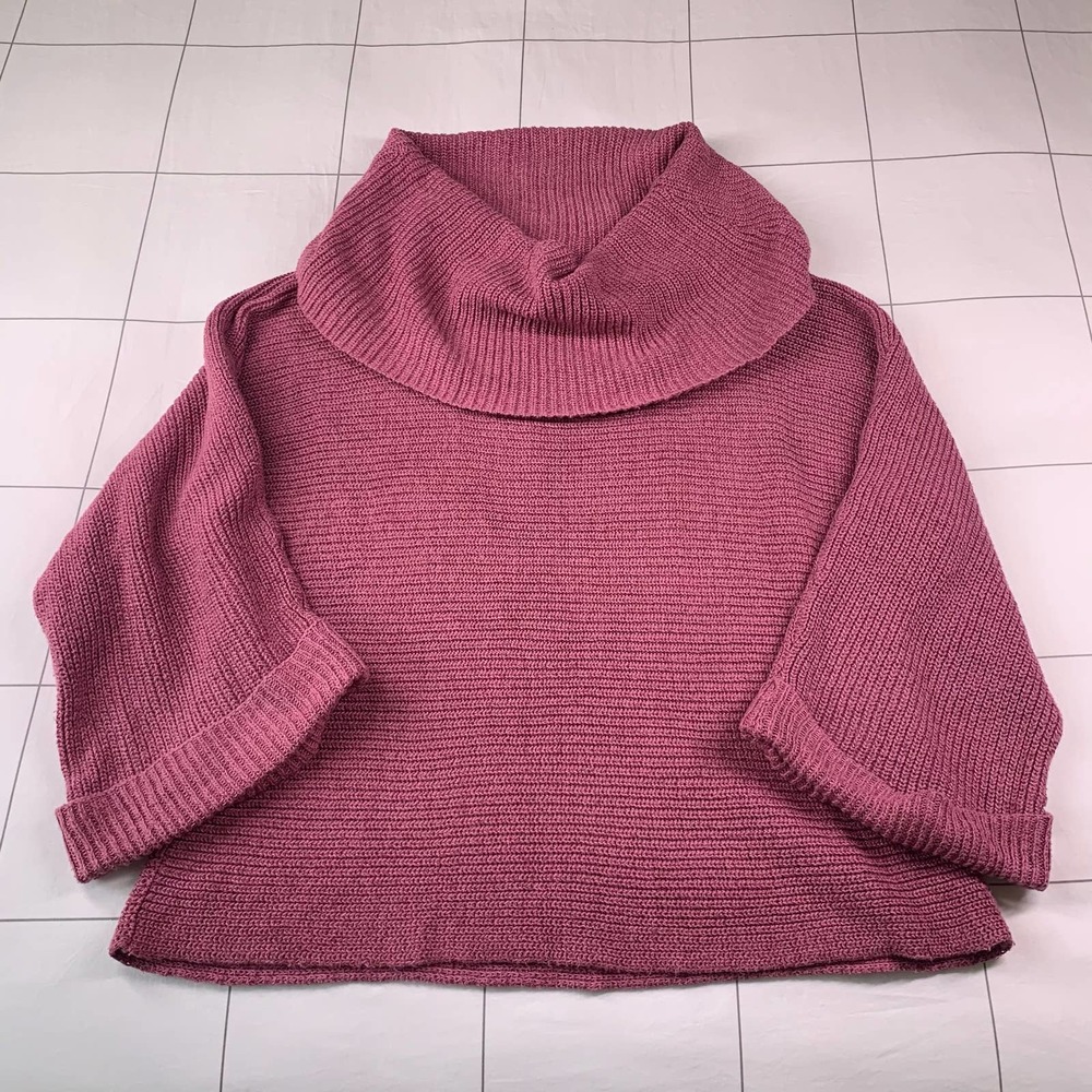 Sundance Sweater Womens Medium Pink Rose Silk Rolled Hem Cowl Turtleneck Boho